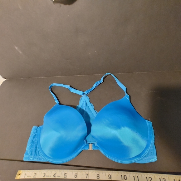 Women's PINK Victoria Secret Bra Hooks Front Green Size 36C Push Up Racer Back - Picture 5 of 8